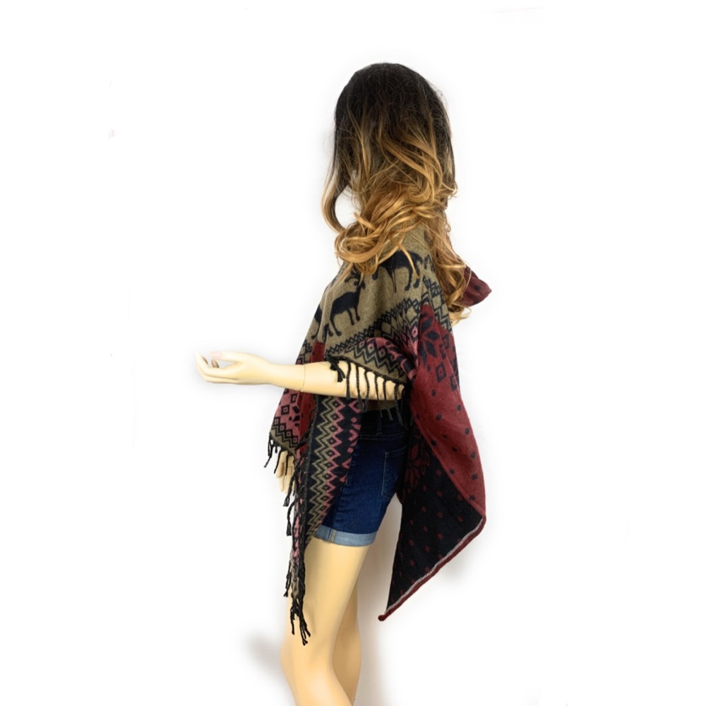 Hooded Wool Poncho - Picture 2 of 8